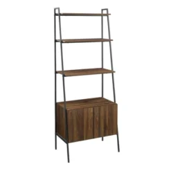 72" Open Shelf And Closed Storage Cabinet Ladder Bookcase - Saracina Home -Living Room Furniture Store GUEST b4c9708c 2fe3 4654 9c06 b27773a6d3bc