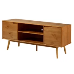 Solid Wood Mid-Century Modern TV Stand For TVs Up To 80" - Saracina Home -Living Room Furniture Store GUEST b4ef855d 4d09 4e84 b45e 237d42433b01