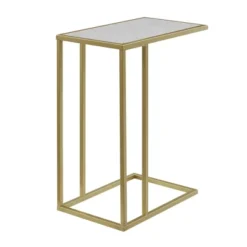 23" Modern Rectangle Two-Tone C Side Table With Metal Base - Saracina Home -Living Room Furniture Store GUEST b65b9434 3351 4d65 bc48 b2c7d25596f8