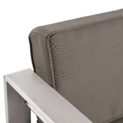 Cape Coral 5pc Aluminum And MGO Seating Set With Fire Table Khaki/Light Gray - Christopher Knight Home -Living Room Furniture Store GUEST b832f58a af91 41b0 b138 f727a629a595