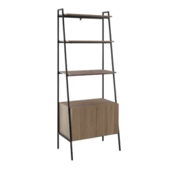 72" Open Shelf And Closed Storage Cabinet Ladder Bookcase - Saracina Home -Living Room Furniture Store GUEST bb53bc77 9ac3 477a ab20 0e515d00902d