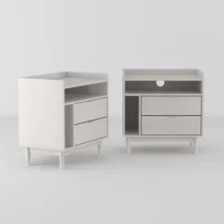 2pk Mid-Century Modern Solid Wood 2 Drawer Storage Nightstands - Saracina Home -Living Room Furniture Store GUEST c880a12d 845d 41f3 8c73 9ddb9ed4b555