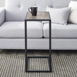 23" Modern Rectangle Two-Tone C Side Table With Metal Base - Saracina Home -Living Room Furniture Store GUEST c9fb0f6a 1baa 4f46 9ad4 ca78b73dae1e
