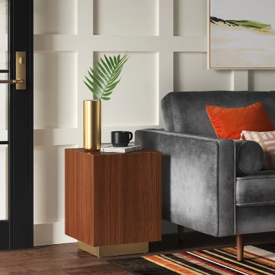 Wood And Metal Plinth Accent Table - Threshold™ 3 Wood And Metal Plinth Accent Table - Threshold™