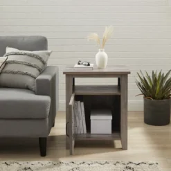 Transitional Classic Windowpane Storage Side Table - Saracina Home -Living Room Furniture Store GUEST cbb37e54 c745 4571 a7b5 4aeb205775c7