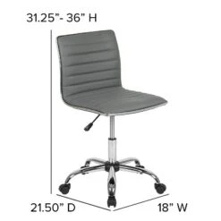 Emma And Oliver Low Back Designer Armless Ribbed Swivel Task Office Chair -Living Room Furniture Store GUEST d0e699da fac0 4ff7 9690 360cf895b260