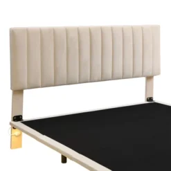 Queen Size Upholstered Floating Velvet Platform Bed With Sensor Light And Headboard-ModernLuxe -Living Room Furniture Store GUEST d54cfe1a 7731 44a4 8d11 242852f7e515