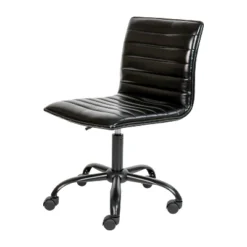 Emma And Oliver Low Back Designer Armless Ribbed Swivel Task Office Chair -Living Room Furniture Store GUEST d6cdbbf8 c011 4365 98a9 c575005da00d