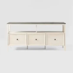 Farmhouse 3 Drawer Wood TV Stand For TVs Up To 65" - Saracina Home -Living Room Furniture Store GUEST d9730f71 b9b6 492b a5cf a4fc4c23ddea