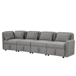 122.8" Minimalist Convertible Modular Sofa, Upholstered Sectional Sofa Couch With 5 Pillows-ModernLuxe -Living Room Furniture Store GUEST db8c769f 873d 402b bea5 b7a0feead322