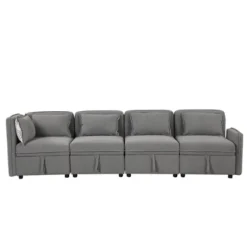 122.8" Minimalist Convertible Modular Sofa, Upholstered Sectional Sofa Couch With 5 Pillows-ModernLuxe -Living Room Furniture Store GUEST dce9fb95 745e 49c9 aade a8aed3acddf8