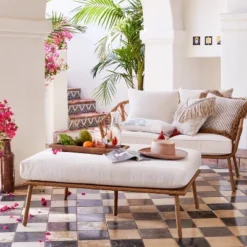 Britanna Oversized Patio Ottoman - Linen - Opalhouseâ„¢