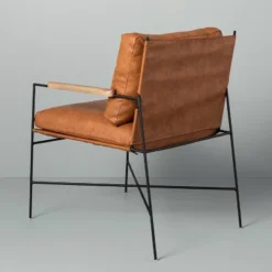 Faux Leather & Metal Accent Chair - Black/Brown - Hearth & Hand™ With Magnolia -Living Room Furniture Store GUEST e5692544 8e55 4447 8f20 aa4310407010