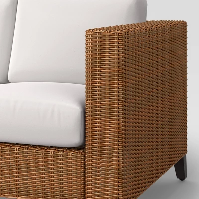 Brookfield Steel Wicker Patio Sofa - Light Brown - Threshold™ 6 Brookfield Steel Wicker Patio Sofa - Light Brown - Threshold™ - Image 4