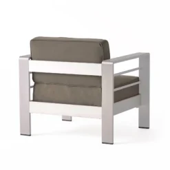Cape Coral 5pc Aluminum And MGO Seating Set With Fire Table Khaki/Light Gray - Christopher Knight Home -Living Room Furniture Store GUEST e66e5e20 9d23 40cd 8786 523d86b275d2