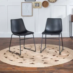 Set Of 2 Laslo Modern Upholstered Faux Leather Dining Chairs - Saracina Home -Living Room Furniture Store GUEST e921ecff 5d1c 46bf 8a40 c3330f7f710d