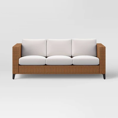 Brookfield Steel Wicker Patio Sofa - Light Brown - Threshold™ 4 Brookfield Steel Wicker Patio Sofa - Light Brown - Threshold™ - Image 2