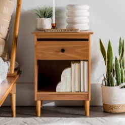 Stiva Classic Mid-Century Modern 1 Drawer Nightstand - Saracina Home -Living Room Furniture Store GUEST ee2f70db 4e78 4367 afb5 cf038cb6780d