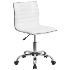 Emma And Oliver Low Back Designer Armless Ribbed Swivel Task Office Chair -Living Room Furniture Store GUEST ef27e240 afc6 4ff8 9de8 1a3f3578ed1b