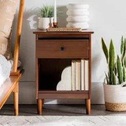 Stiva Classic Mid-Century Modern 1 Drawer Nightstand - Saracina Home -Living Room Furniture Store GUEST f1f5300e 5364 40db 96ef 77bca274ed96