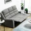 HOMCOM Recliner Sofa Couch With Easy Pull Handles And Adjustable Footrest, 3 Seater Sofa Modern Couch, Gray -Living Room Furniture Store GUEST f46da0ef 33d1 4257 9d82 621811f937e2