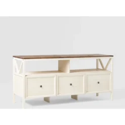 Farmhouse 3 Drawer Wood TV Stand For TVs Up To 65" - Saracina Home -Living Room Furniture Store GUEST fecee8bb 867b 4497 a2fe de792e75020c