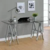 Statham Glass Top Adjustable Sawhorse Standing Desk Chrome - Coaster 1 Statham Glass Top Adjustable Sawhorse Standing Desk Chrome - Coaster -Living Room Furniture Store GUEST ffcf41f8 43fd 4643 b499 dd5d0d211d8f